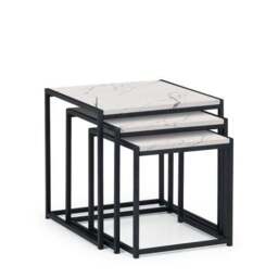 Tribeca Nest of 3 Tables, White Marble - thumbnail 2