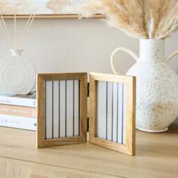 Mango Wood Hinged Double Photo Frame - thumbnail 1