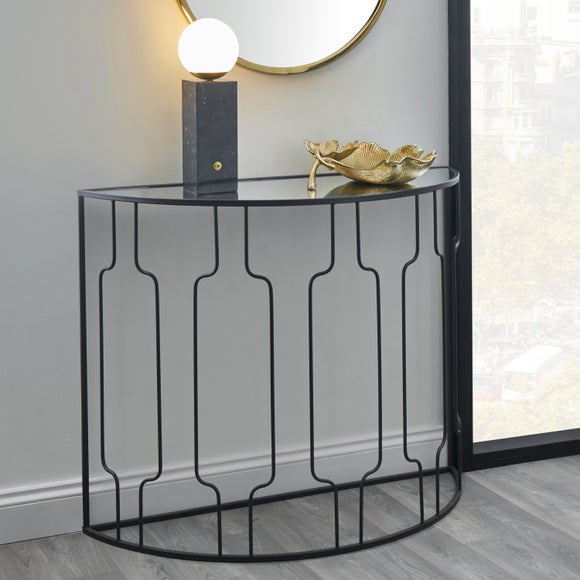 Caprisse Mirrored Glass Half Moon Console Table - image 1