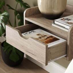 Cilla 1 Drawer Floating Bedside Table, Grey Oak Effect - thumbnail 3