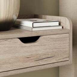 Cilla 1 Drawer Floating Bedside Table, Grey Oak Effect - thumbnail 4