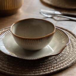 Cedar and Sage Set of Organic Ridged Bowls by Dunelm