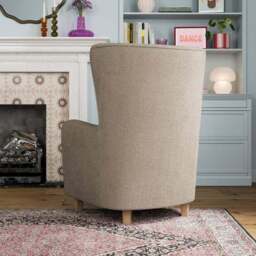 Estelle Multi Yarn Boucle High Back Winged Armchair - thumbnail 2