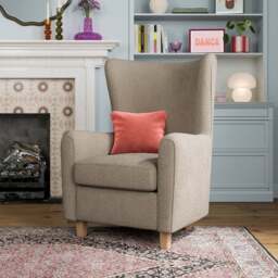 Estelle Multi Yarn Boucle High Back Winged Armchair - thumbnail 1