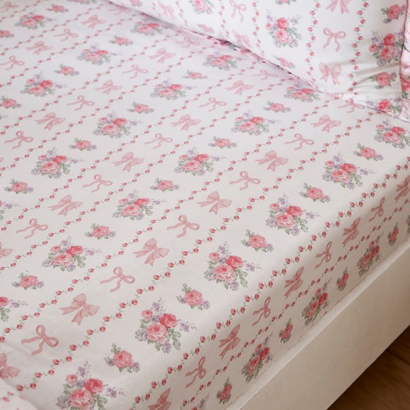 Set of 2 Vintage Floral 100% Cotton Fitted Bed Sheets - image 1