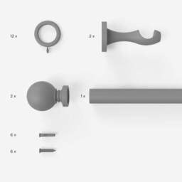 Ashton Fixed Wooden Curtain Pole with Rings - thumbnail 2