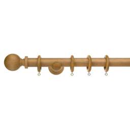 Ashton Fixed Wooden Curtain Pole with Rings - thumbnail 1