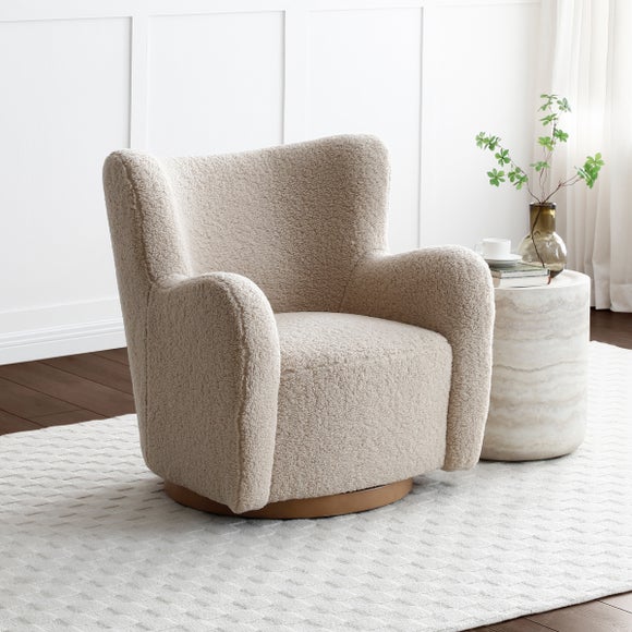 Theo Natural Borg Swivel Armchair - image 1