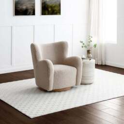 Theo Natural Borg Swivel Armchair - thumbnail 2