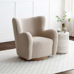 Theo Natural Borg Swivel Armchair - thumbnail 1