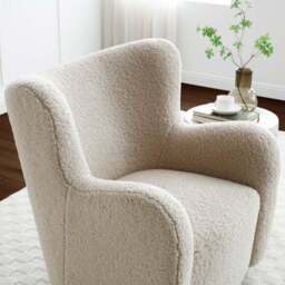 Theo Natural Borg Swivel Armchair - thumbnail 3