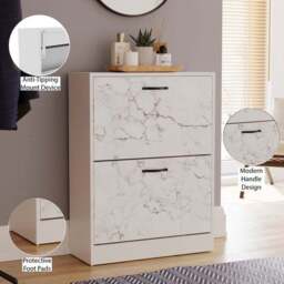 Vida Designs 2 Tier Marble Effect Shoe Cabinet - thumbnail 6