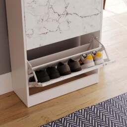 Vida Designs 2 Tier Marble Effect Shoe Cabinet - thumbnail 3