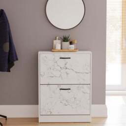 Vida Designs 2 Tier Marble Effect Shoe Cabinet - thumbnail 2