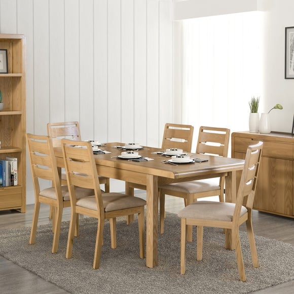 Curve 6 Seater Dining Table, Oak - image 1