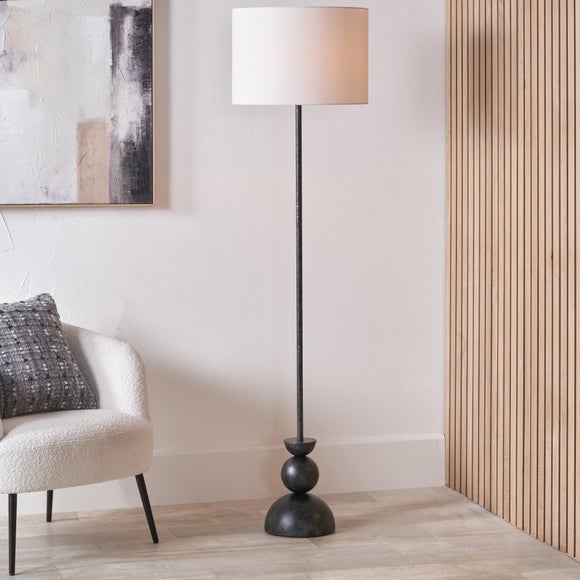 Pacific Lifestyle Vala Graphite Metal Textured Effect Ball Floor Lamp - image 1