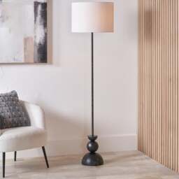 Pacific Lifestyle Vala Graphite Metal Textured Effect Ball Floor Lamp - thumbnail 1