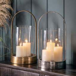 Cedar & Sage Linton Antique Nickel Hurricane Candle Holder - thumbnail 2