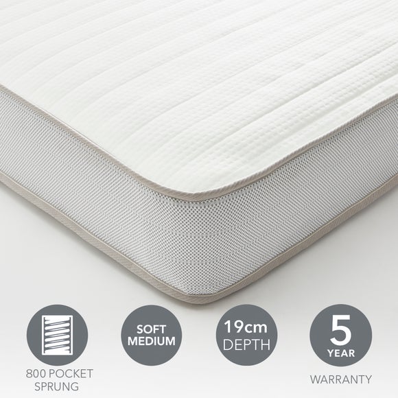 Dunelm Rolled Memory Foam 800 Pocket Sprung Hybrid Mattress, 19cm - image 1