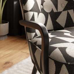 Eliza Abstract Jacquard Wooden Arm Occasional Chair - thumbnail 3