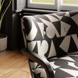 Eliza Abstract Jacquard Wooden Arm Occasional Chair - thumbnail 4