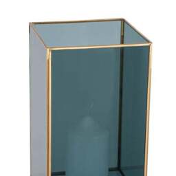 Brass & Smoked Glass Panelled Square Hurricane Candle Holder - thumbnail 2