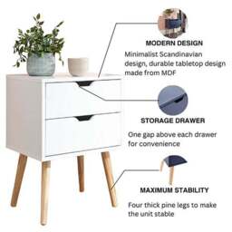 Nyborg 2 Drawer Bedside Table - thumbnail 6