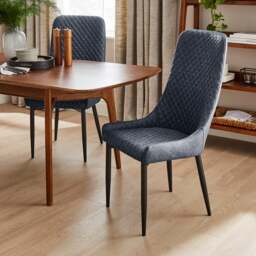 Montreal Set of 2 High Back Dining Chairs, Faux Leather - thumbnail 1