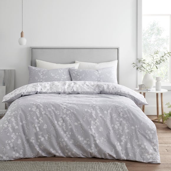 Cassia Grey Duvet Cover & Pillowcase Set