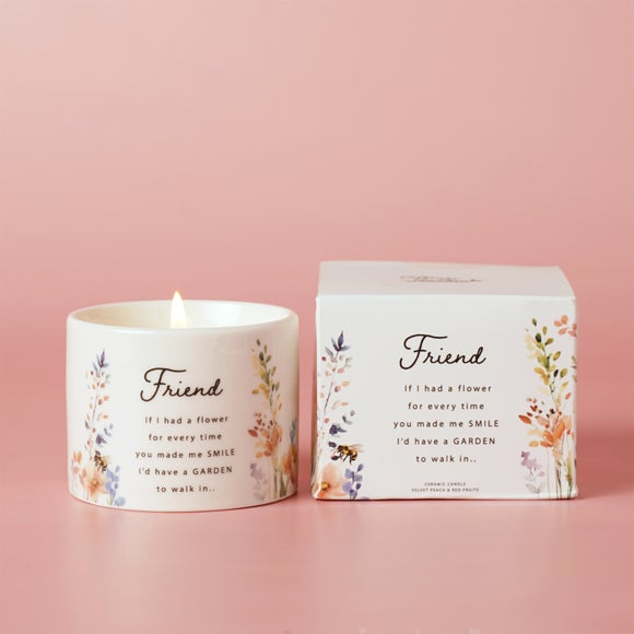 The Cottage Garden Peach Floral Ceramic Candle - image 1