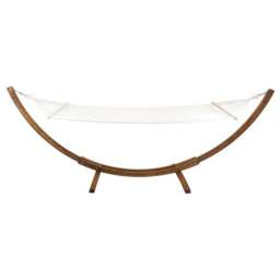 Wooden Hammock With Arc Stand Cream Canvas - thumbnail 2