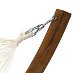 Wooden Hammock With Arc Stand Cream Canvas - thumbnail 3