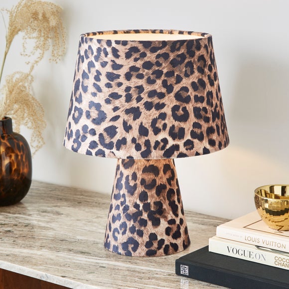 Leopard Print Velvet Table Lamp - image 1