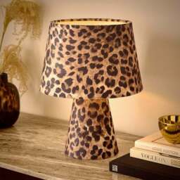 Leopard Print Velvet Table Lamp - thumbnail 2
