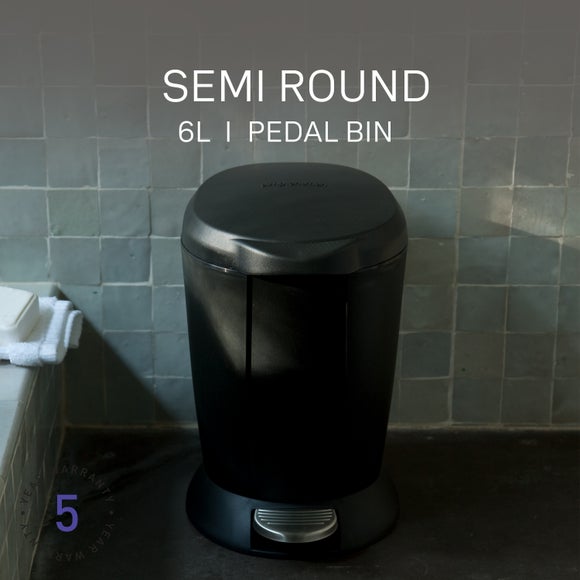 Simplehuman 6L Plastic Round Bathroom Pedal Bin - image 1