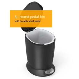 Simplehuman 6L Plastic Round Bathroom Pedal Bin - thumbnail 3