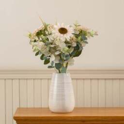 Artificial Cream Sunflower Bouquet & Fresh Linen Candle Gift Set - thumbnail 4