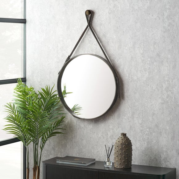 Leather Round Wall Mirror - image 1