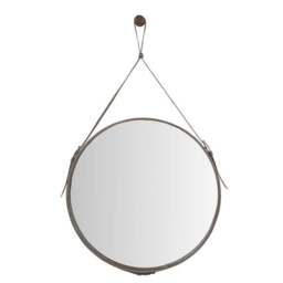 Leather Round Wall Mirror - thumbnail 3