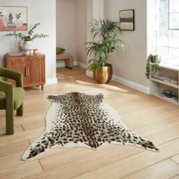 Faux Fur Leopard Print Rug