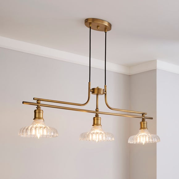 Colt Antique Brass 3 Light Diner Ceiling Light - image 1