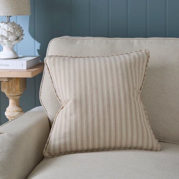 Ticking Stripe Piped Cotton Square Cushion Cover - image 1