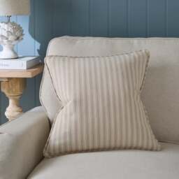 Ticking Stripe Piped Cotton Square Cushion Cover - thumbnail 1