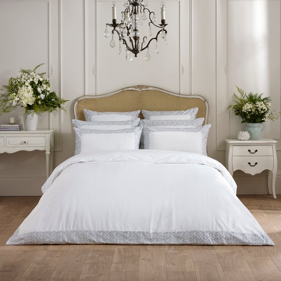 Dorma Elmley Embroidered 100% Cotton Sateen Duvet Cover & Pillowcase Set - image 1