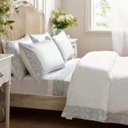Dorma Elmley Embroidered 100% Cotton Sateen Duvet Cover & Pillowcase Set - thumbnail 4