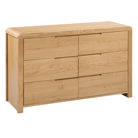 Curve Wide 6 Drawer Chest, Oak - image 1