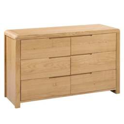 Curve Wide 6 Drawer Chest, Oak - thumbnail 2