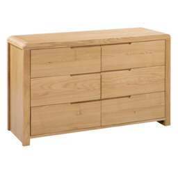 Curve Wide 6 Drawer Chest, Oak - thumbnail 1