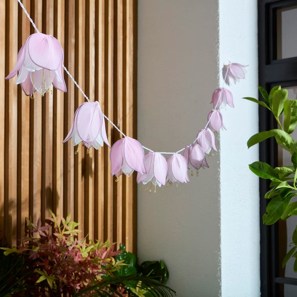 Fabric Flowers 10 LED Outdoor Solar String Lights