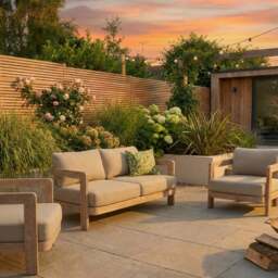Evora 4 Seater Wood Lounging Set With Coffee Table